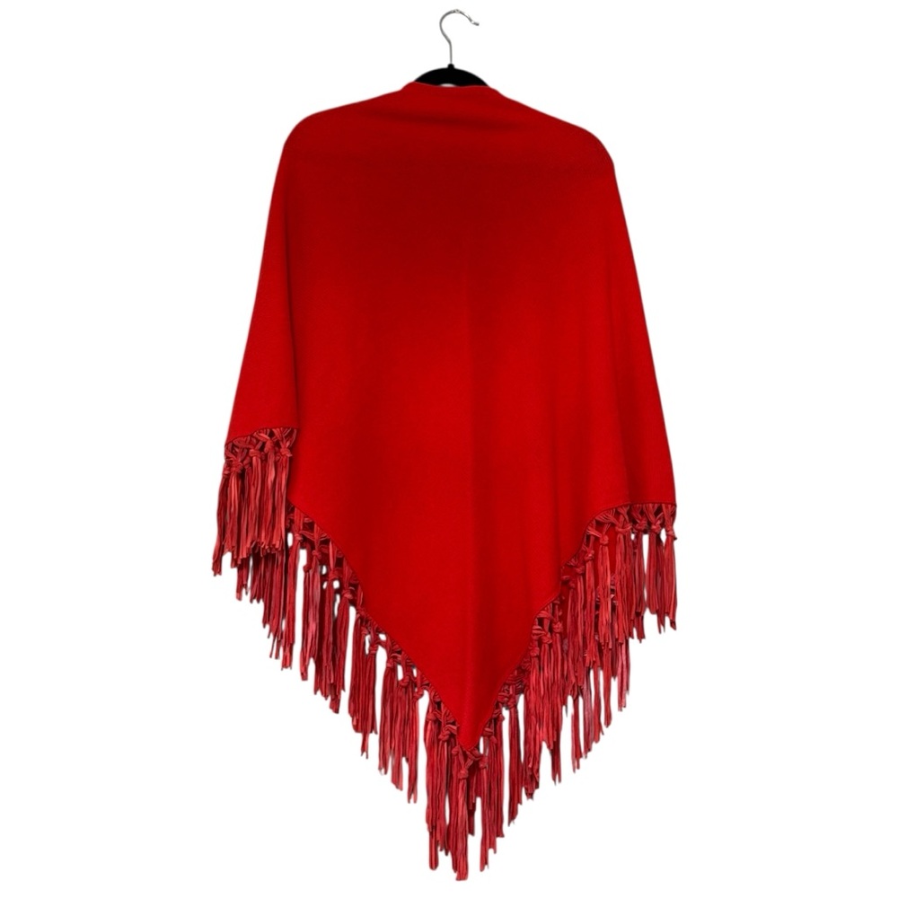 Pinotti Chic Coral/Burnt Orange Italian Wool & Cashmere Blend Fringed Wrap Shawl - Picture 3 of 5